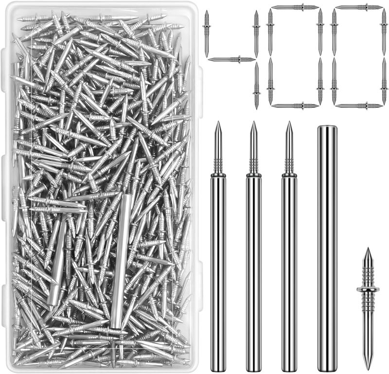 Quadafy 400 Pack Double-Headed Skirting Nails With Sleeve Tool - Double Sided Nails for Wood, Traceless Invisible Screws Seamless Solid Wood Baseboard - Image 1